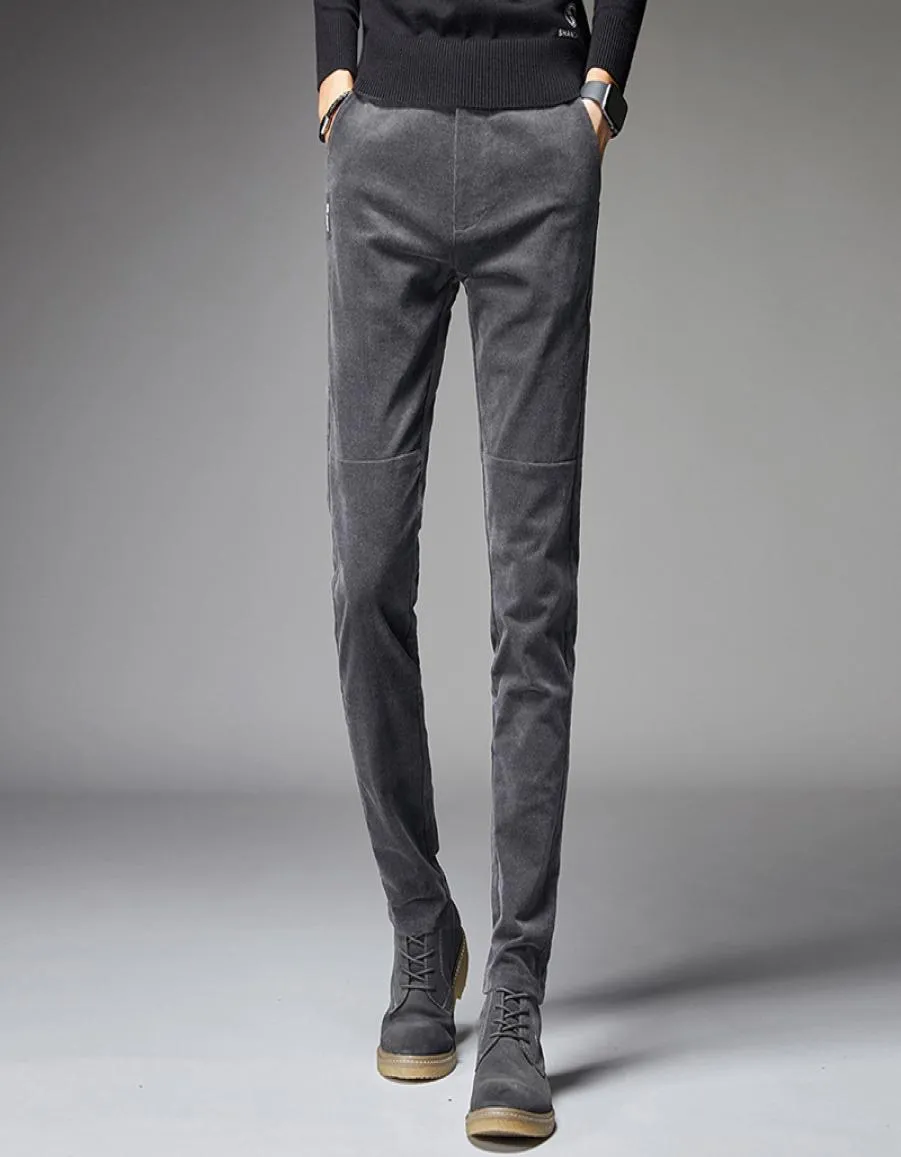 MEN039S Jeans Sonbahar Ly Ly Moda Erkekler Gri Yeşil İnce Fit Sıradan Pantolon Kore tarzı Elastik Akıllı İş Klasik5336027
