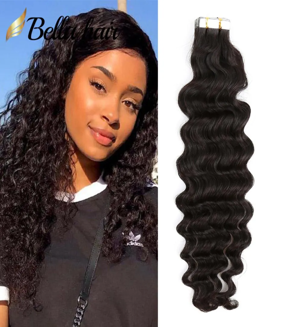 Bande dans les Extensions de cheveux réel humain Remy humain bandes adhésives Extension 20 pièces extrémité épaisse 50G Nautral Black6862046