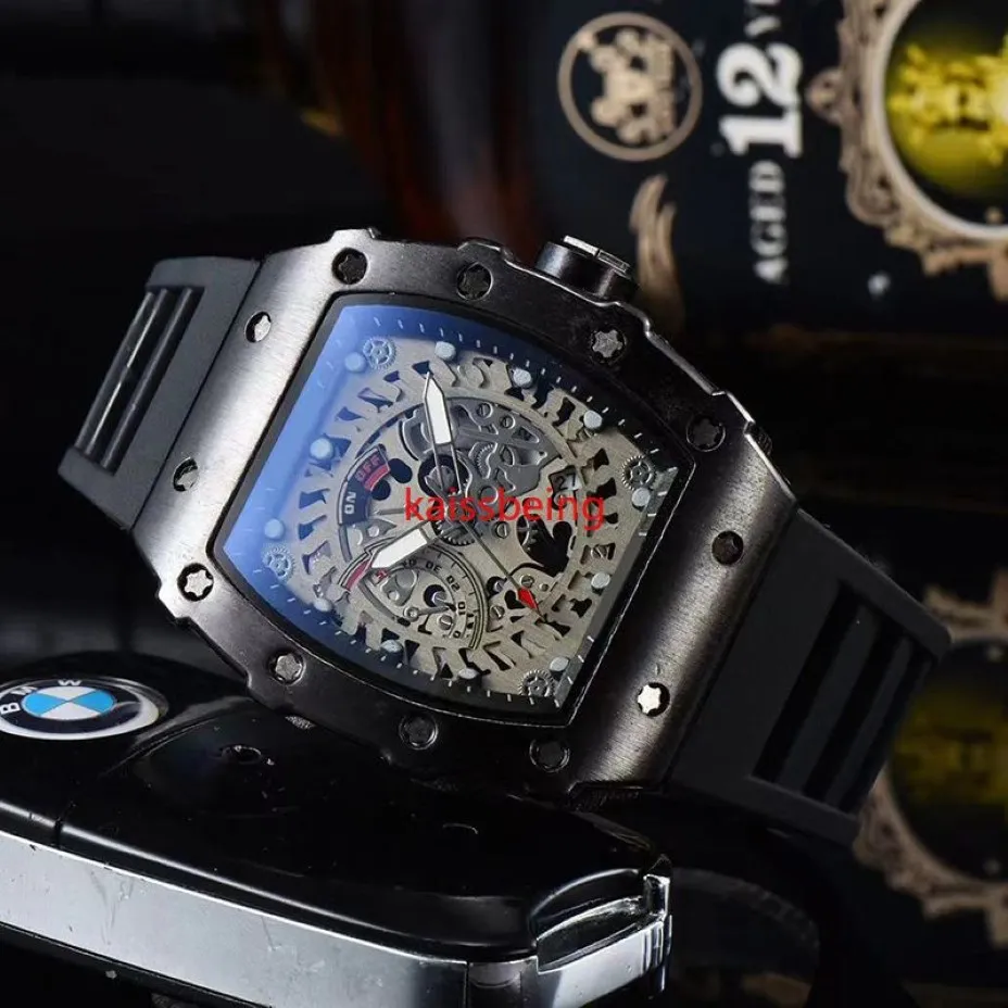 2022 Nowy 3-pinowy kwarcowy zegarek przezroczystym ramki automatyczne zegarek męski designerski designerski nadgarstek wodoodporny EndoJ Hombre265a