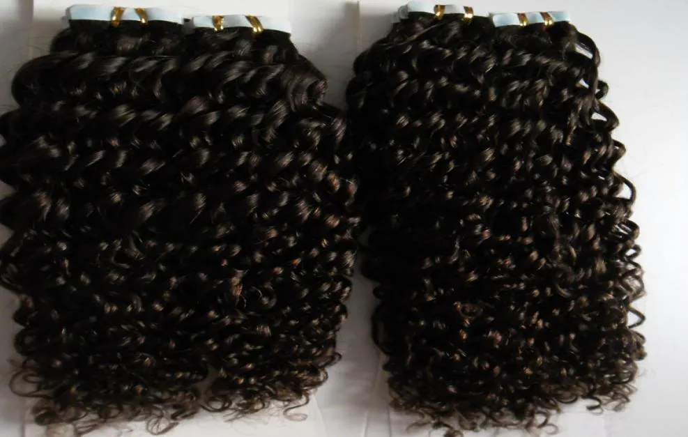 Mongolisches verworrenes lockiges Klebeband in Haarverlängerungen, 200 g, Afro-verworrenes lockiges Remy-Haar auf Klebstoffen, Klebeband, PU-Hautschuss, unsichtbar, 80 Stück, 8457809