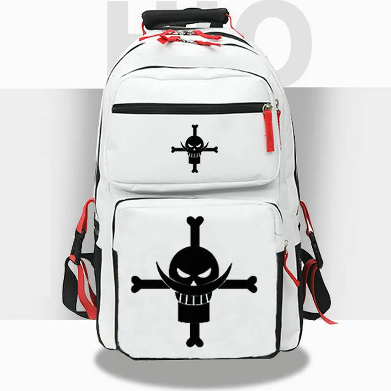 Roffatide Anime One Piece Laptop Backpack - Whitebeard Pirates Design, Luminous Print, USB Charging Port, Black