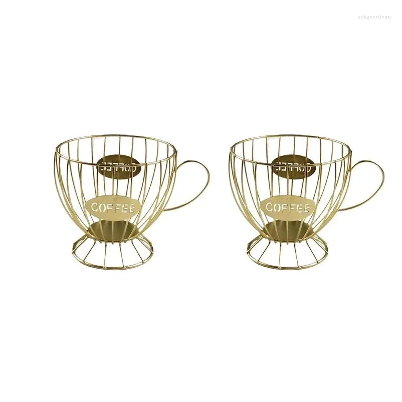 Kök Storage Organization 2x Coffee Basket Cup Pod Organizer Holder Accessories Gold Drop Delivery Home Garden Housee Dhor5