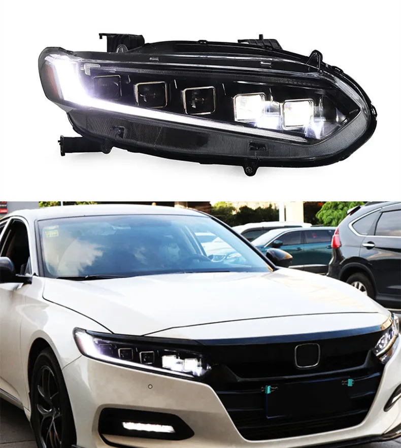 Lampada frontale a LED per Honda Accord G10 Blu DRL Faro 2018-2022 Indicatore di direzione Lente per proiettore a doppio fascio di luce