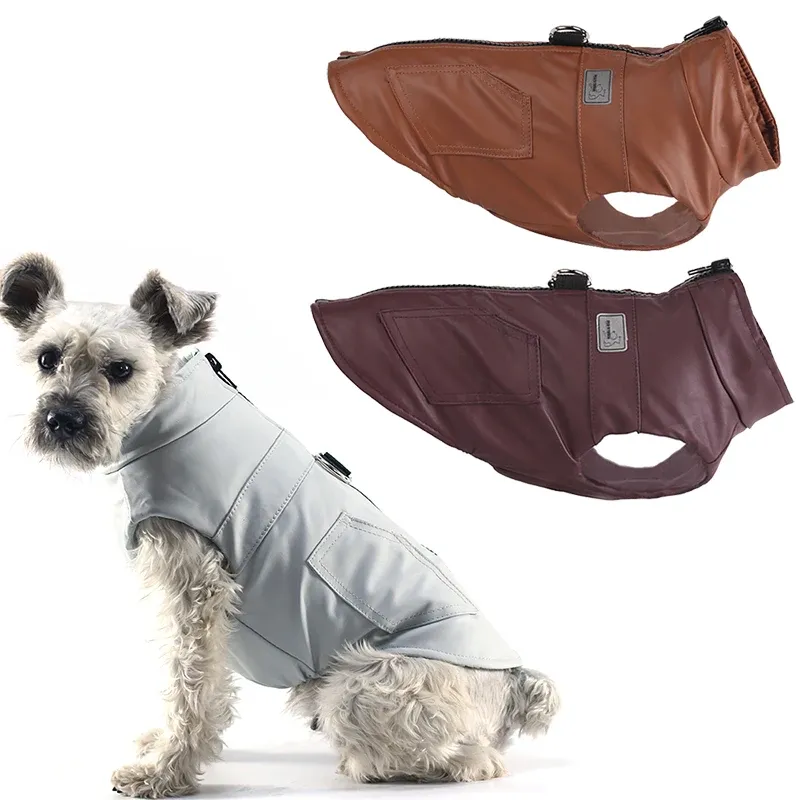 Vestes PU cuir chien manteau veste imperméable hiver chien vêtements chaud tenue pour animaux de compagnie Yorkshire Terrier Chihuahua vêtements chien chiot vêtements