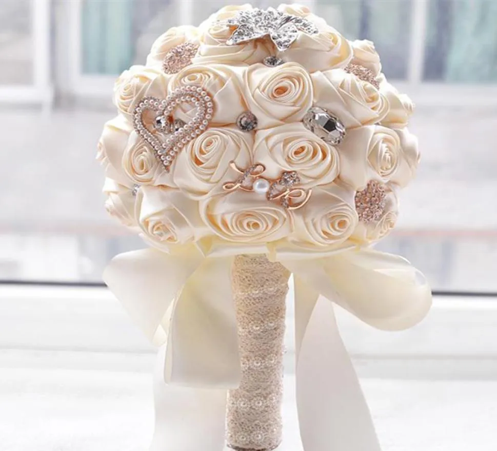 Stunning Wedding Flowers White Bridesmaid Bridal Bouquets Artificial Rose Wedding Bouquet Wedding Supplies buque de noiva6897050