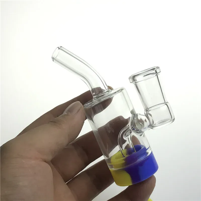 4 Inch Silicone Bottom Glass Water Bongs Pipes with Hookah 14mm Female Thick Heady Beaker Bong 10 ML Container Reclaimer for Somking
