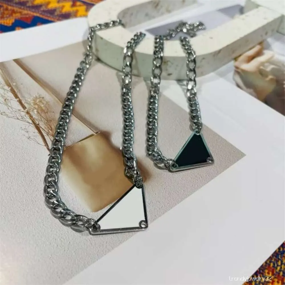 Designer silver color mens necklace women triangle letters love trendy punk men enamel cool street womens pendants necklaces ladies chains luxury jewlery