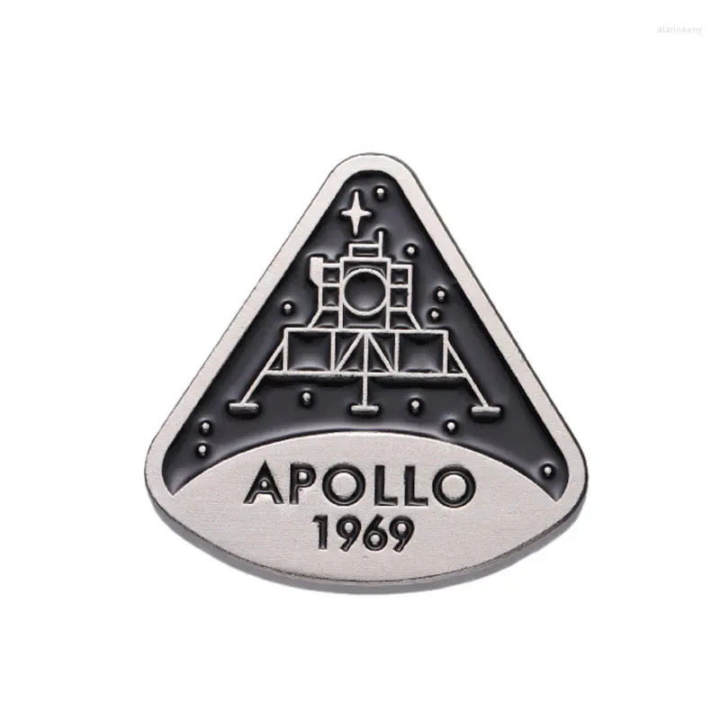 Broches ciência astronauta esmalte metal emblemas apollo 11 módulo de comando 1969 foguete broche lapela pinos jaquetas acessórios jóias