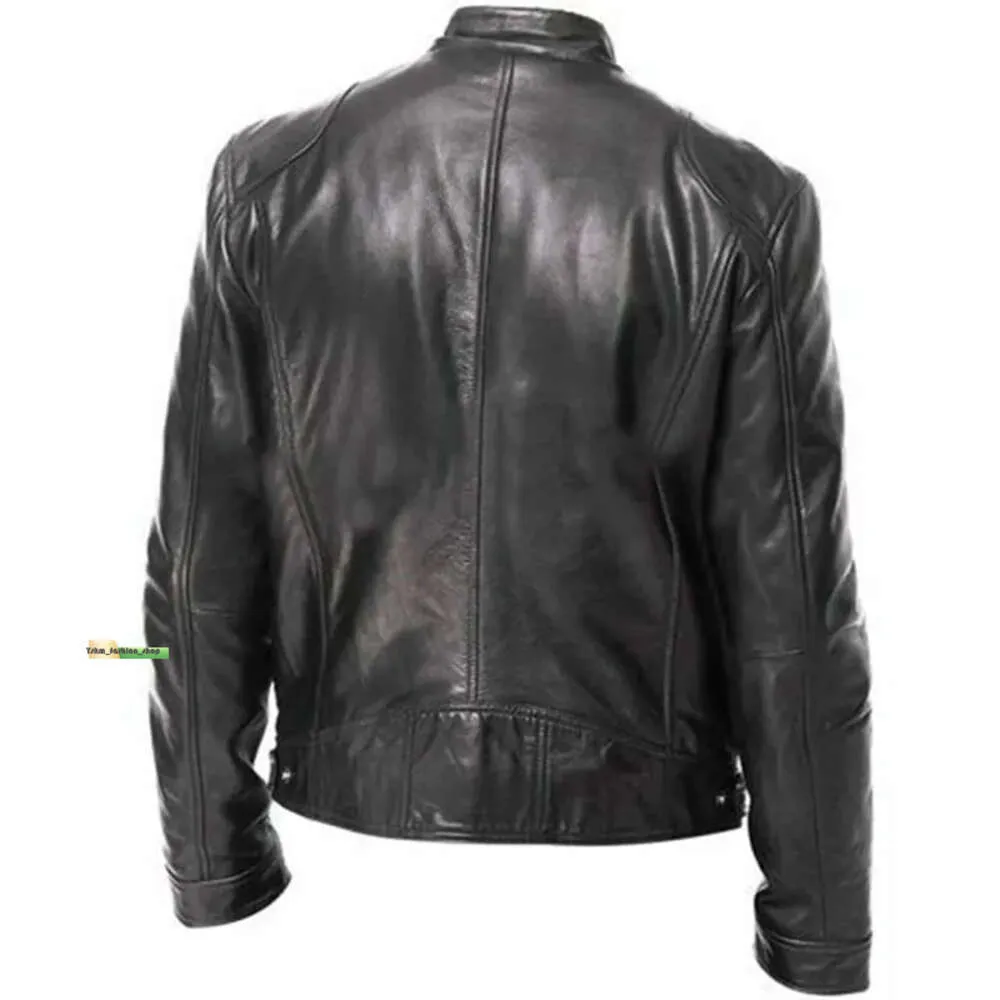 Automne hiver veste en cuir hommes manteaux col montant fermeture éclair noir moteur motard moto vestes en cuir veste de créateur pour homme 988