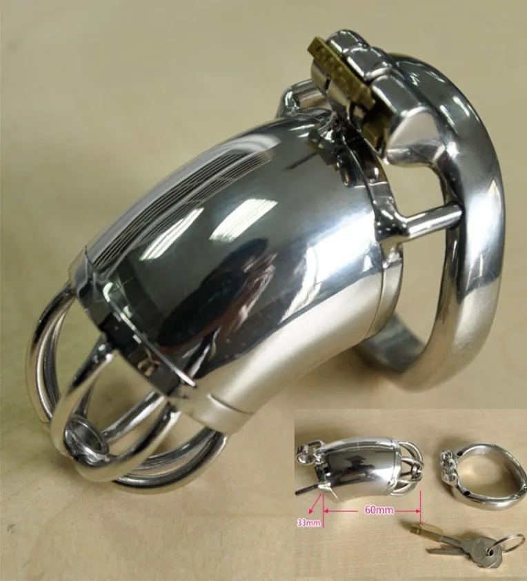 Wholesale - Hand-Polished Device Stainless Steel Belt Dildo Bondage Cock Penis Cage for Men BDSM8372466