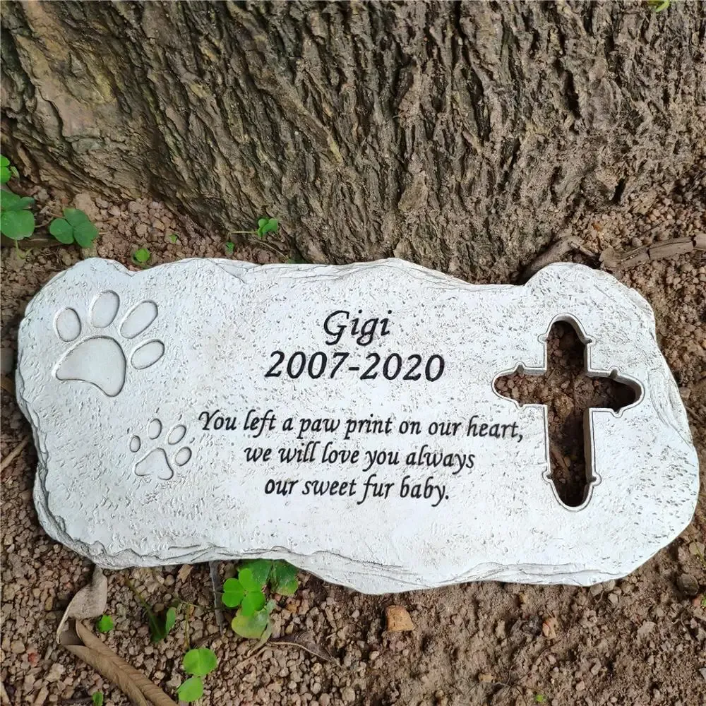Gravestones All Blanks Customize Pet Garden Memorial Stone Cross shape Dog Or Cat Garden Stone for Loved Pet Pet Grave Headstone Tombstone