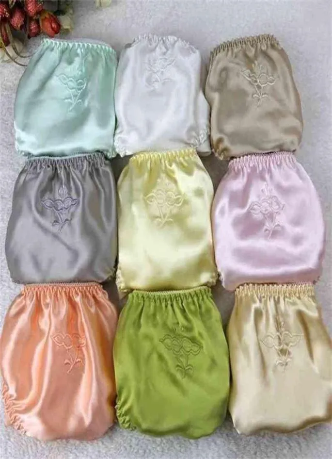 Kvinnor Silk Satin Panties Kvinnlig blommig broderi Underkläder 3PSC Pack Ladies Knickers Briefs 2107308237492