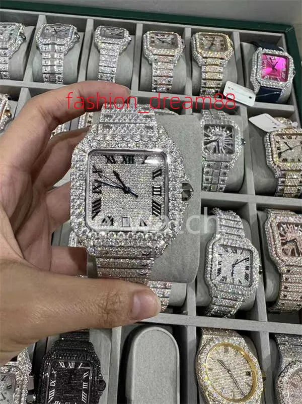 Luxo moissanite diamante relógio gelado relógio masculino designer para relógios masculinos de alta qualidade montre movimento automático relógios orologio.Montre de luxo l42