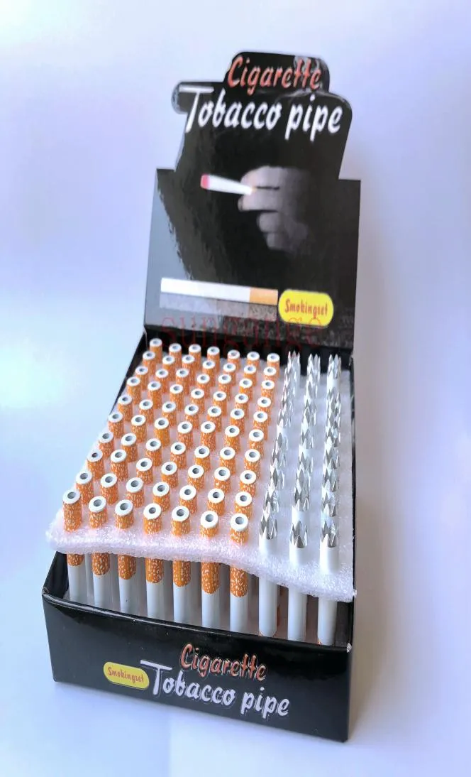 100 PCSLOT Cigarettform Rökpipor Sågtand Aluminiumlegering Metal Pipe One Hitter Bat för tobaks örtverktyg Tillbehör3444327
