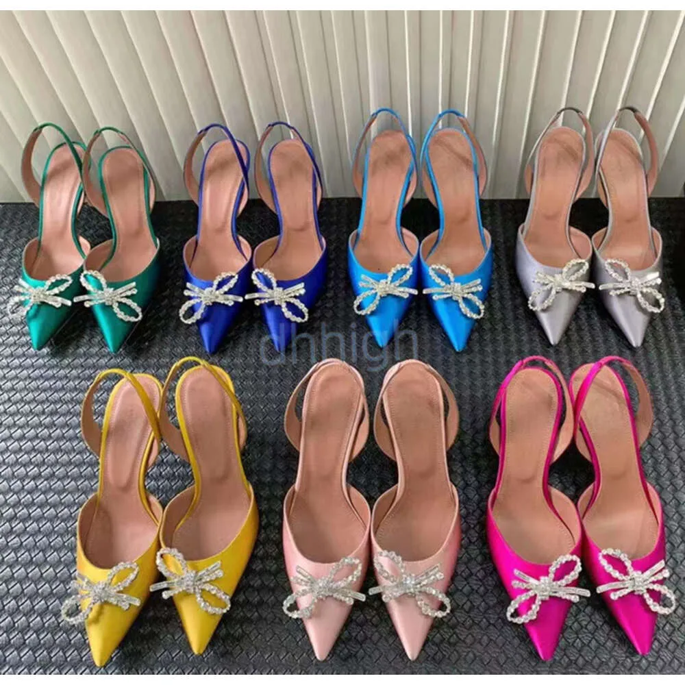 Sandals Amina muaddi Begum Crystal-Embellished buckle stain Pumps shoes spool Heels sandals womens Luxury Designers Dress shoe Evening Slingback sandal 9.5cm size3