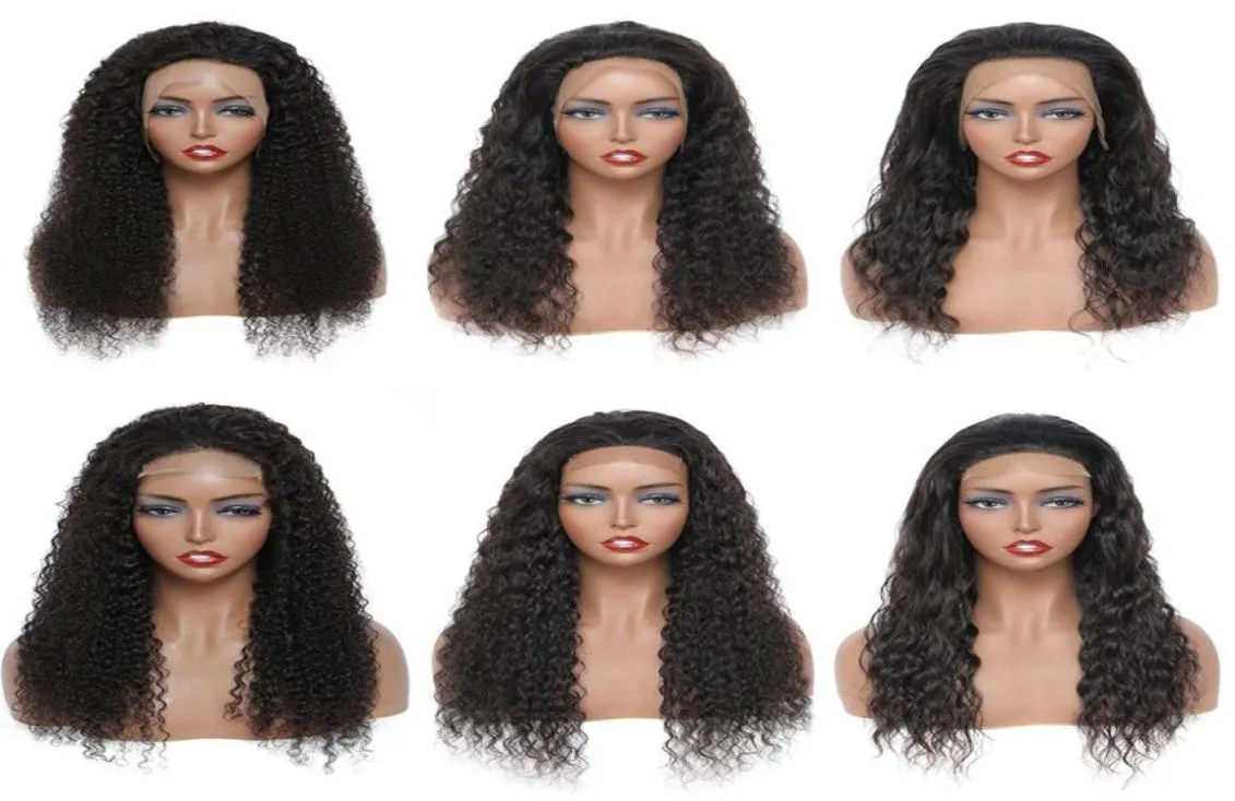 Прямые человеческие волосы 4X4, парики с кружевной застежкой для женщин, цельные бразильские кудрявые вьющиеся волосы, глубокая волна, 180, плотность 13X4, фронтальная216953758886