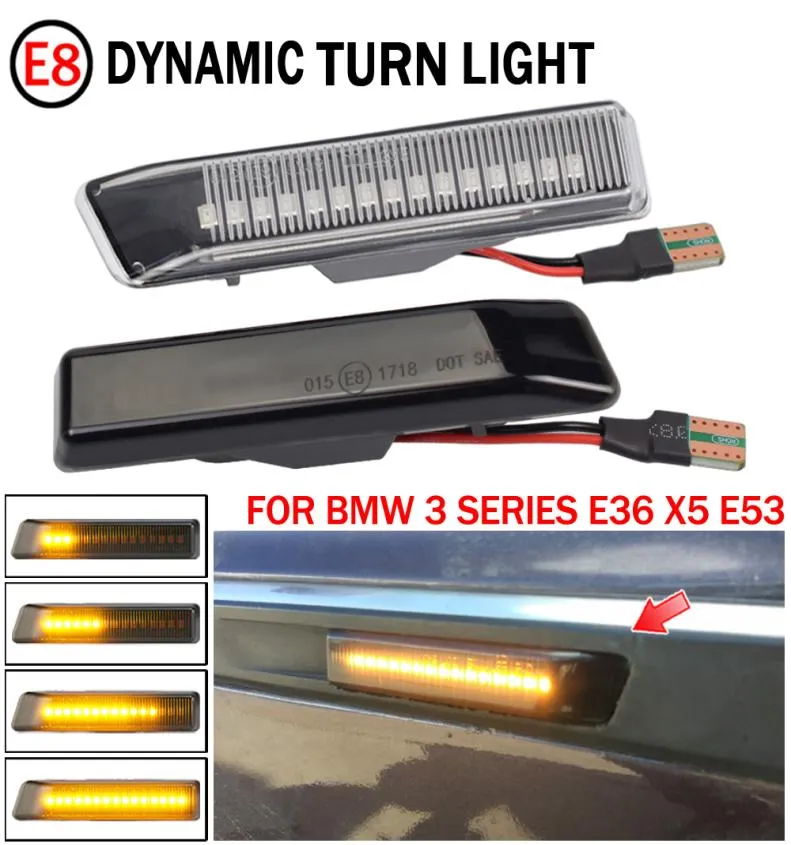 LED Dynamic Turn Signal Light Side Marker Fender Sequential Lamp Blinker för BMW E36 M3 FACELIFF 19971999 X5 E53 199920061418348