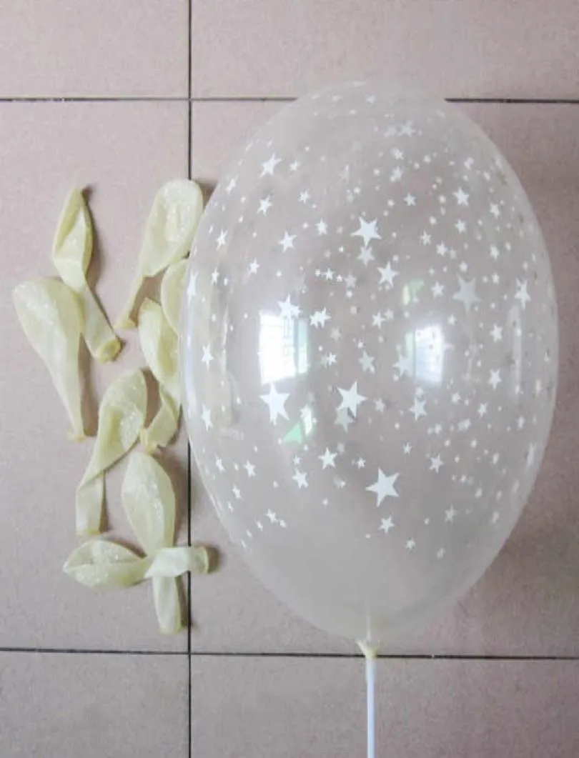 100 pièces ballons en Latex clair avec étoile Transparent rond perle ballon fête de mariage anniversaire anniversaire décor 12 pouces new1269033