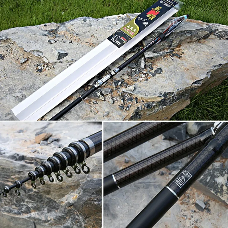Rods 2.7M 3.6M 4.5M 5.4M 6.3M Carbon Telescopic Rock Fishing Rod Travel Ocean Casting Rod Ultra Light Rod Lure Carp Fishing Rod