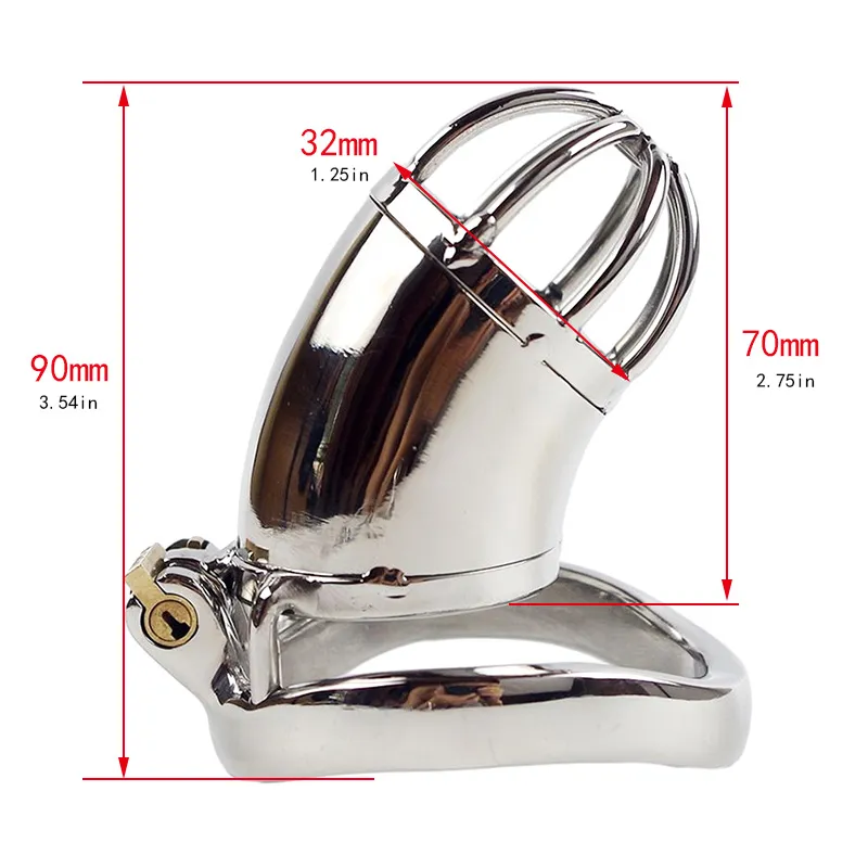 Male Chastity Device With Anti-off Ring Stainless Steel Chastity Belt Cock Chastity Penis Cage for Men BDSM