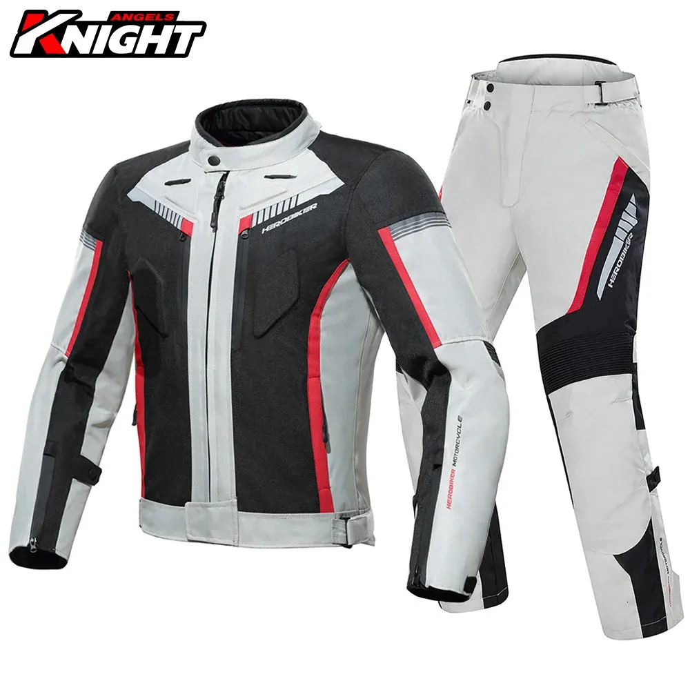 Giacca da moto Pantaloni Tuta Giacca da corsa riflettente impermeabile Uomo Biker Fodera rimovibile Abbigliamento da moto Quattro stagioni 240227