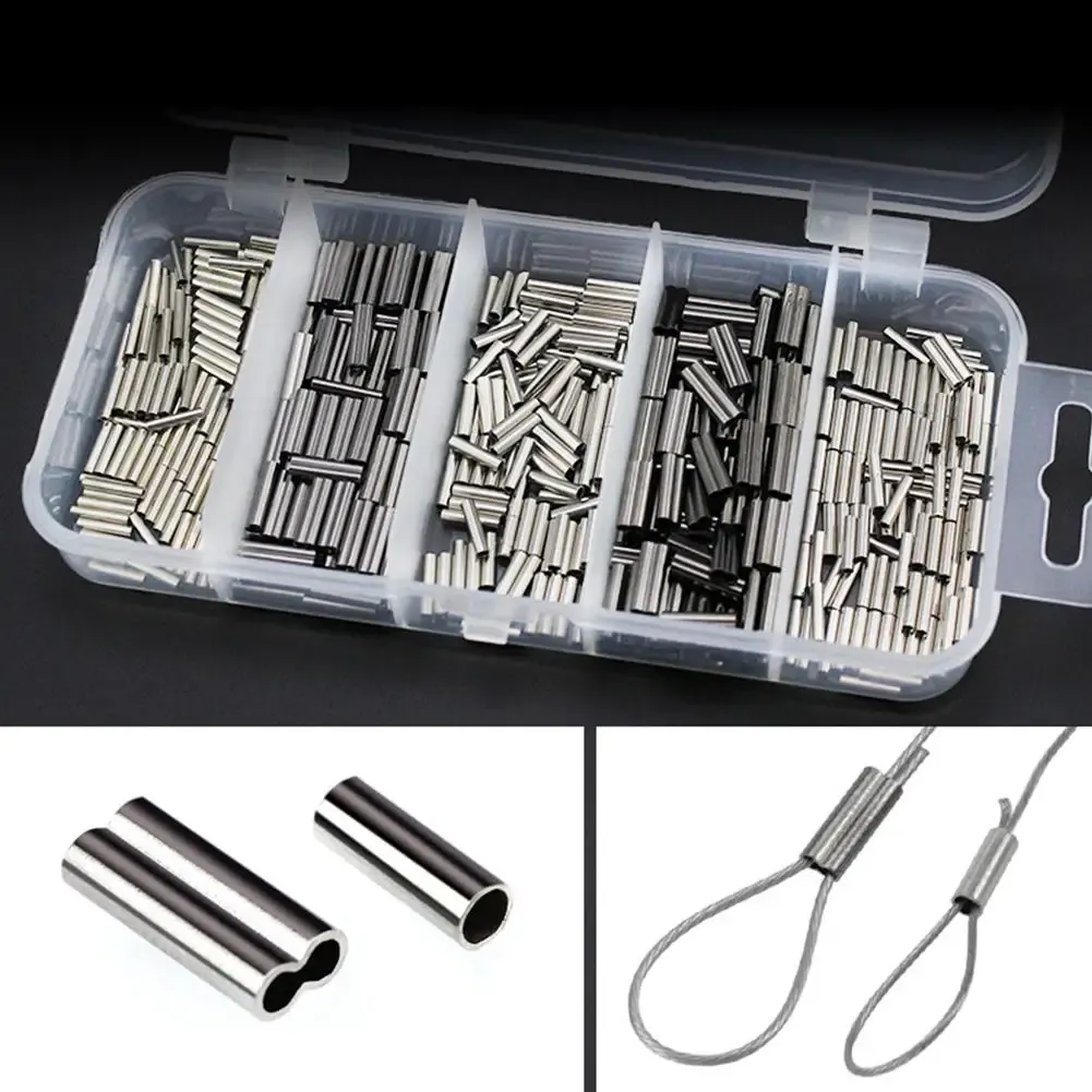 Outils 500pcs connecteur de tube de cuivre ligne de pêche manchons de sertissage connecteur de tuyau double simple fil d'acier clip tube kit équipement de pêche