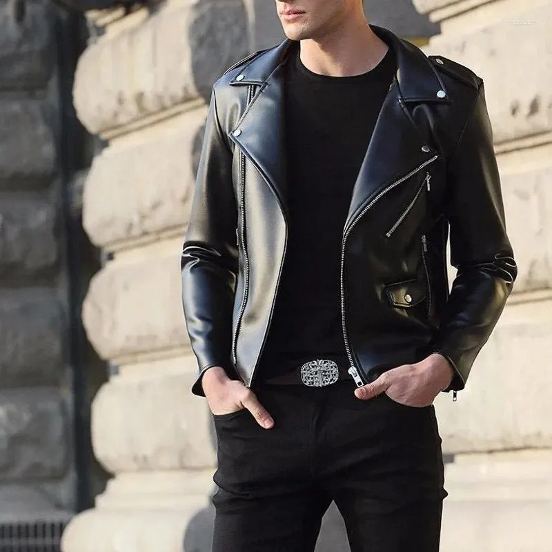 Jaquetas masculinas de qualidade premium macia pele de cordeiro jaqueta de couro preta para motociclista masculino