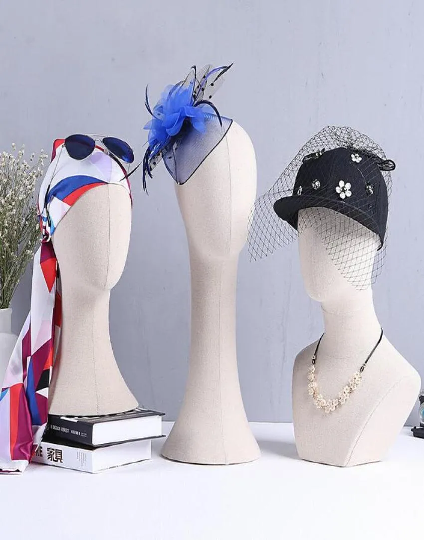 أنثى Styrofoam رغوة عارضة الأزياء Manikin Model لعرض HatjewelryScarf يمكن أن يكون tiepin القماش رأس طراز 4527075