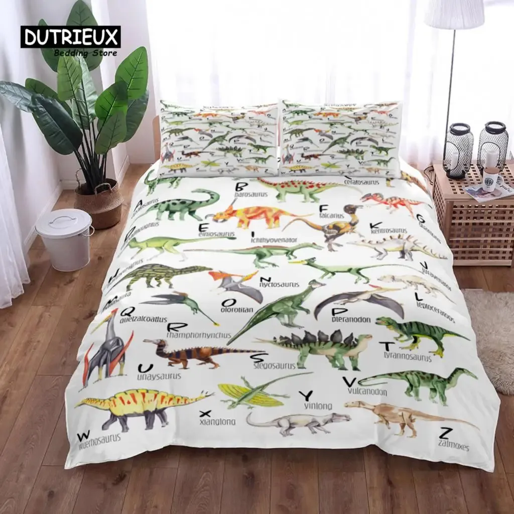 Dinosaurier alfabet barn täcke täcker set mode sängkläder mjuk bekväm andningsbar 240226
