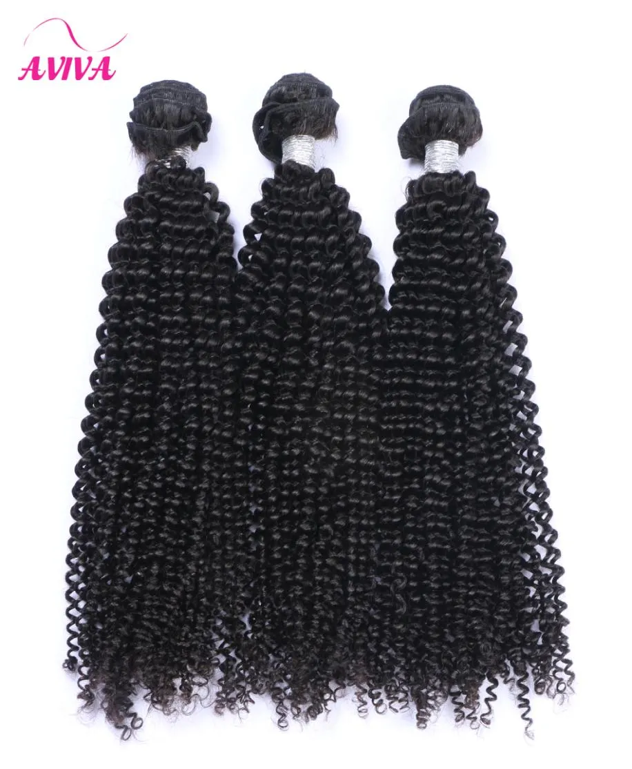 Brazylijskie kręcone dziewicze włosy Weave Pakiety nieprzetworzone brazylijskie afro Kinky Curly Remy Human Hair Extensons 3pcs Lot Natural Black1346739
