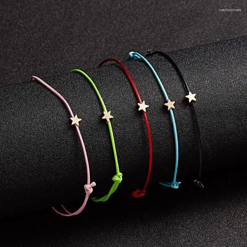 Link Armbanden Lucky Gevlochten Armband Voor Wenskaart Ster Charme Verstelbare Wax Touw Vriendschap Sieraden Cadeau Vrouwen