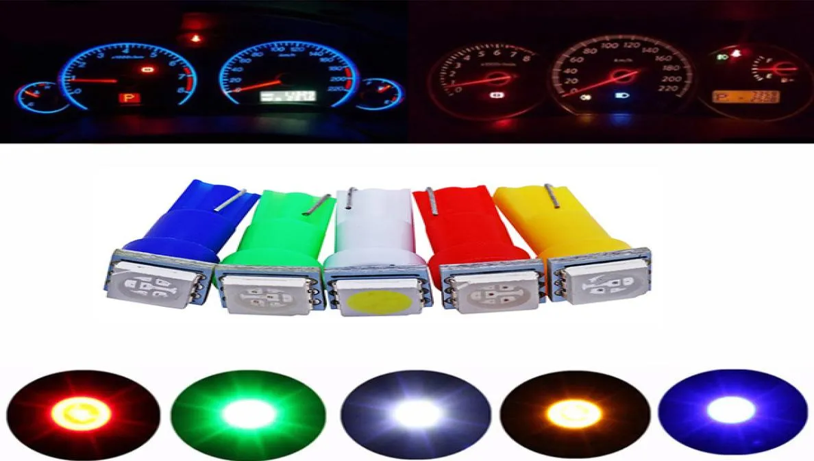 200X 12V 24V T5 5050 1SMD Instrument Light bulb Wedge LED White Green Yellow Pink Red Blue Car Auto Dashboards Gauge Bulbs5230480