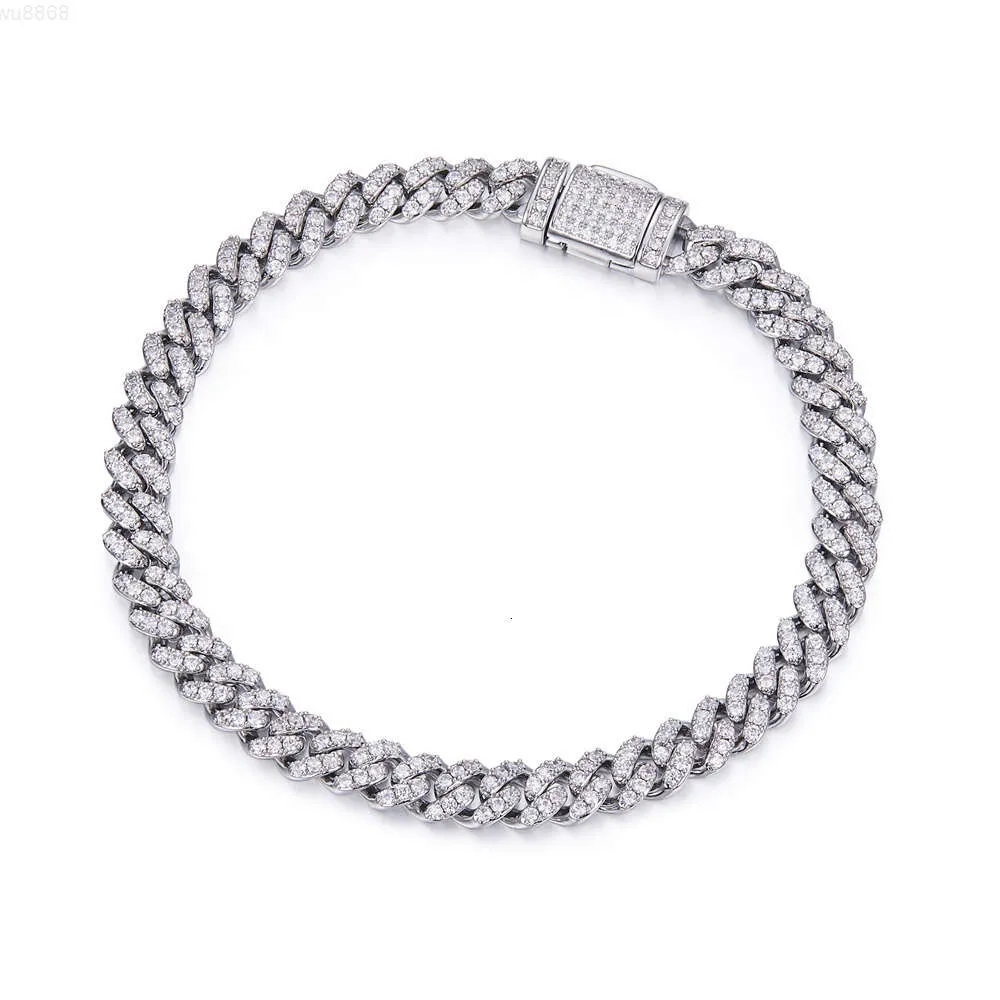 Luxury 6 Mm Silver Bracelets Men Designs Sterling Silver Link Bracelet Moissanite Cuban Link Chain