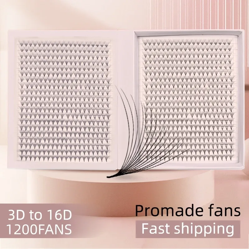 Ögonfransar 1200 fans fransar xxl mega magasin matt ultra mörk premade volym fan spetsig bas promade fans ögonfransförlängningar sminkverktyg