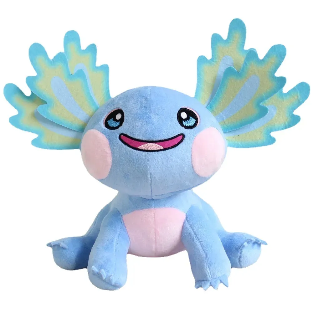 2024 kawaii axolotl 봉급 장난감 만화 axolotl 박제 동물 봉제 인형 귀여운 핑크 bule 살롱 친구 아이를위한 생일 선물 25cm