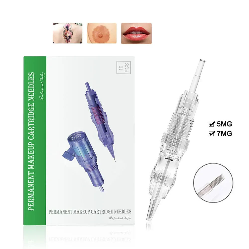 Aghi 10PCS 5/7MG Aghi per cartuccia Aghi per tatuaggio trucco permanente Sterilizzati Microneedling Ricamo 3D per penna macchina per tatuaggio