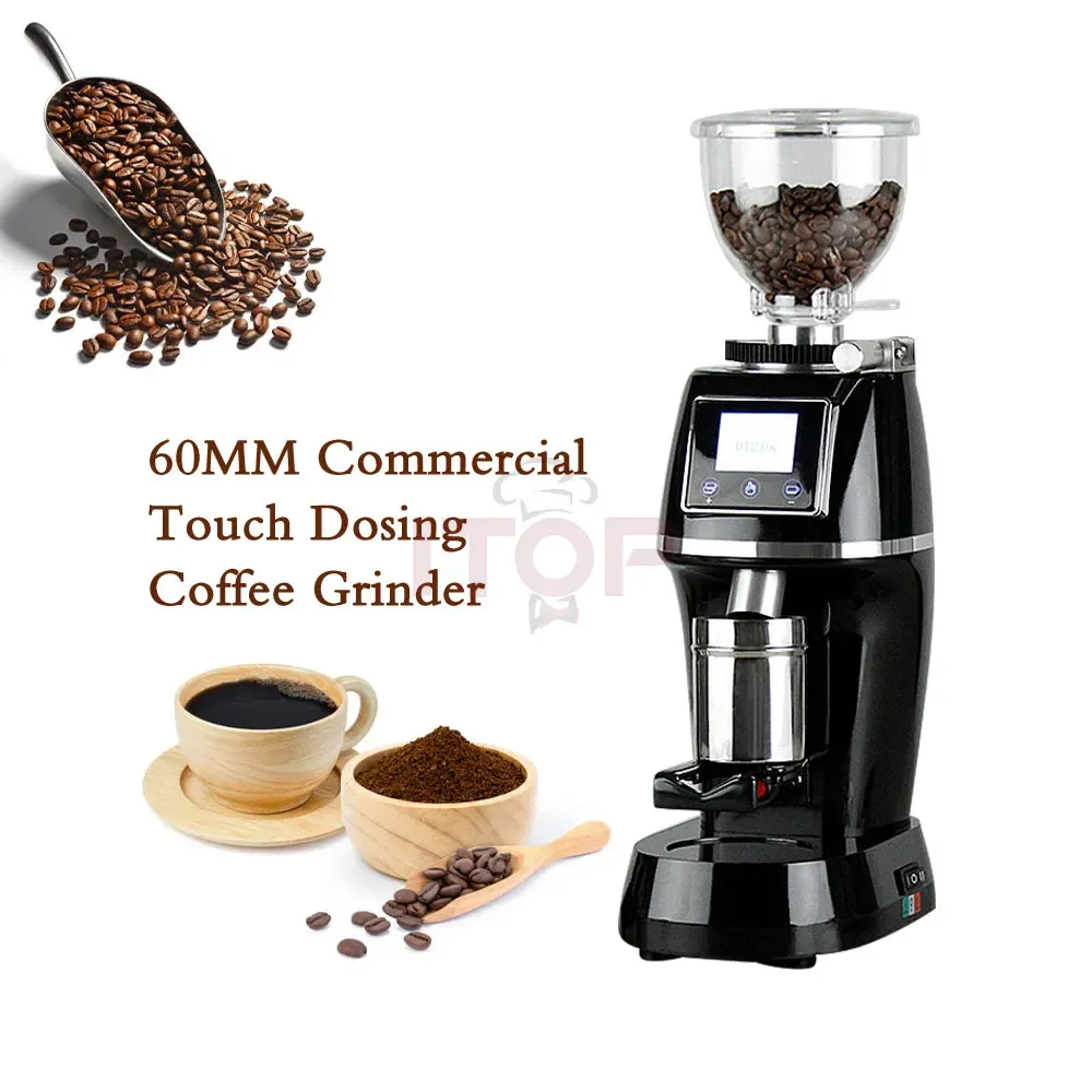 Tools ITOP Coffee Grinder 60mm Stainless Steel Conical Grinding Disc Touch Operation Timing Quantitative Electric Espresso Coffee Mill