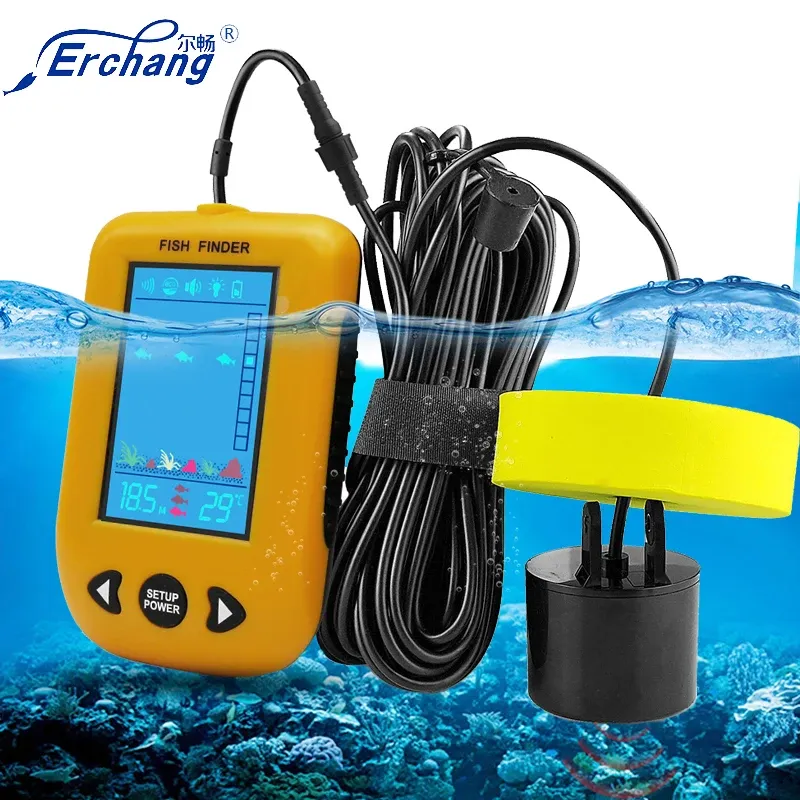 Finders Erchang Portable Fishfinder Sonar Echosounder, 7m kabel, 45 graden hoek, rivier, zee, ijs, voor vissen in de zomer en winter