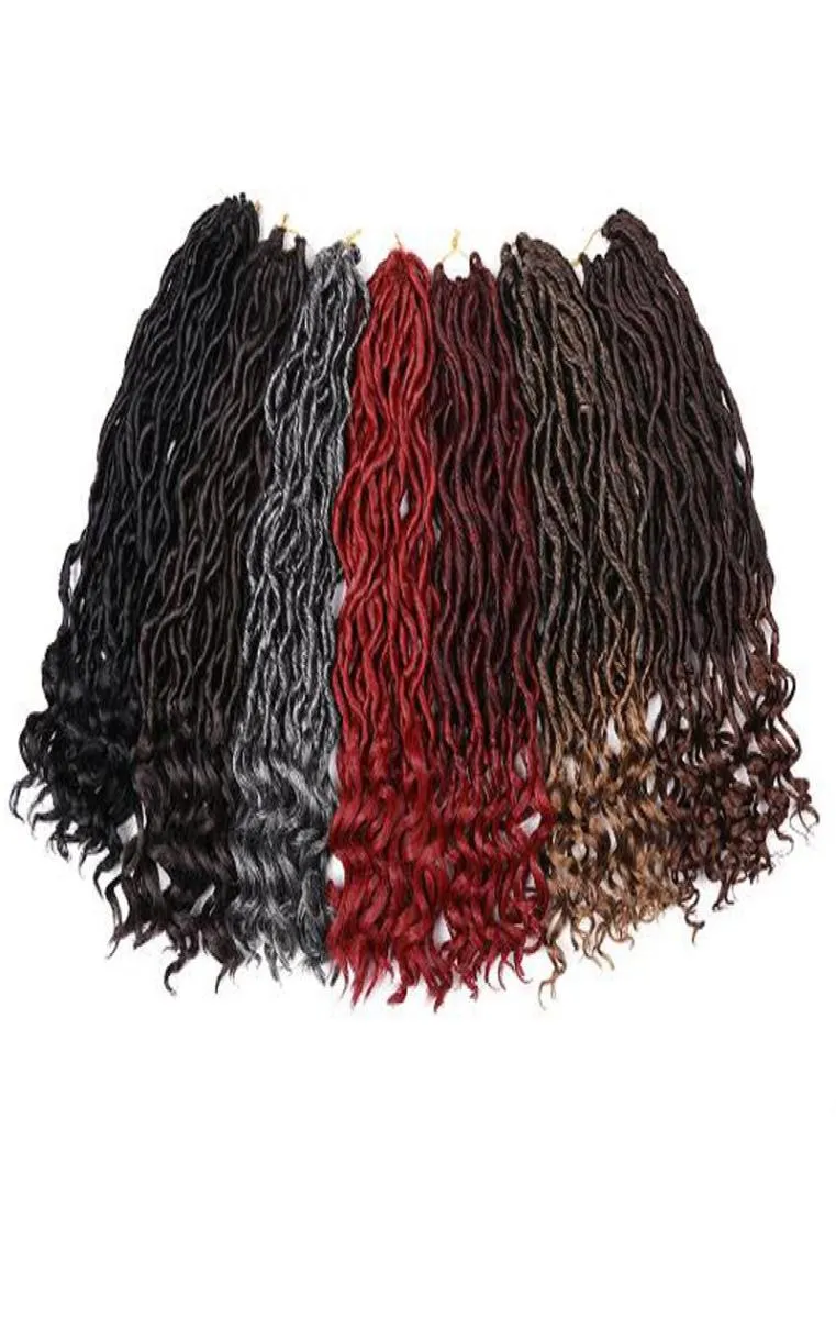 5 pezzi ricci finti capelli all'uncinetto capelli intrecciati a onda profonda con estremità ricci uncinetto dea locs trecce sintetiche estensioni dei capelli 186776446