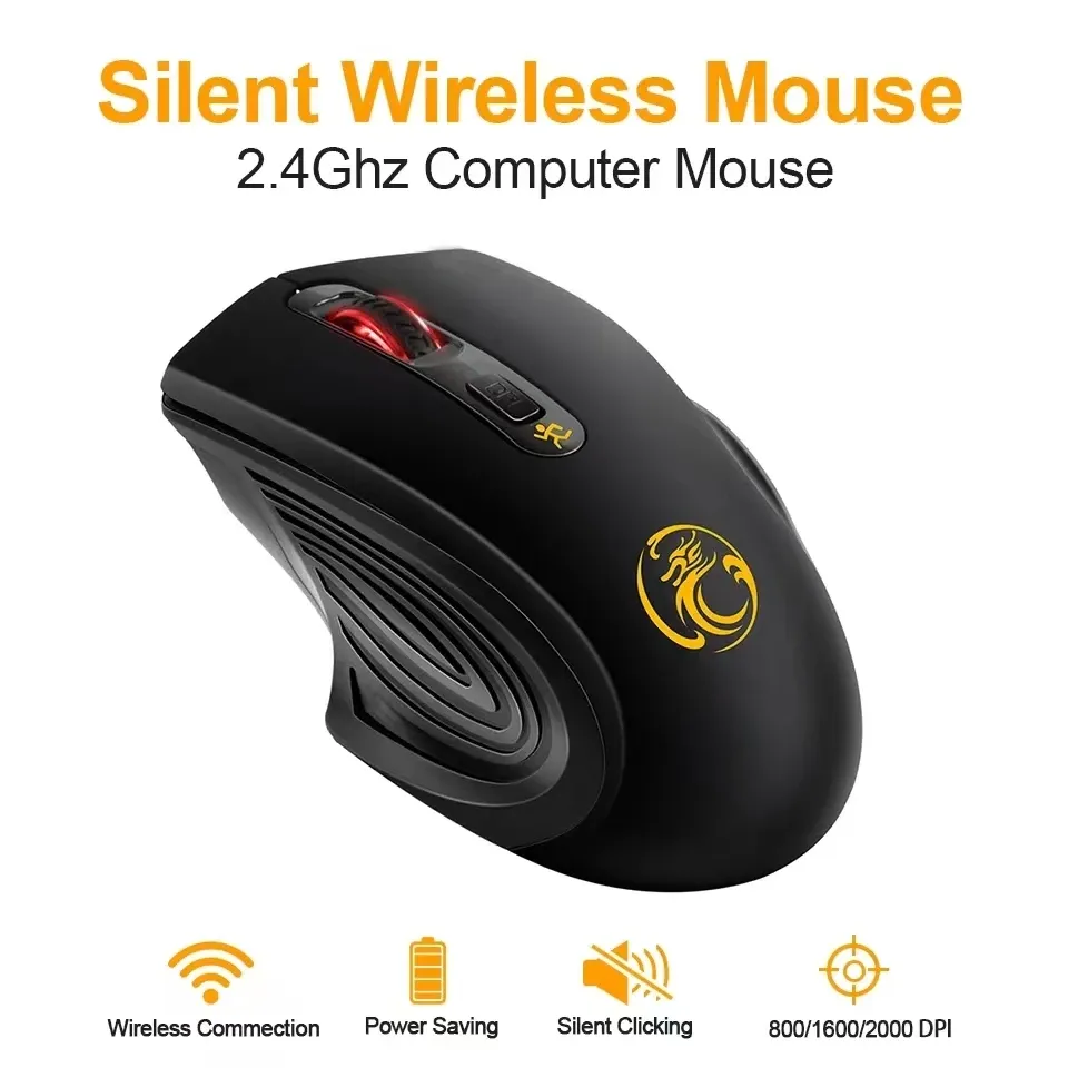 Mouse Mouse silenzioso wireless portatile a 4 pulsanti DPI regolabile a tre marce adatto per laptop desktop per giochi per PC