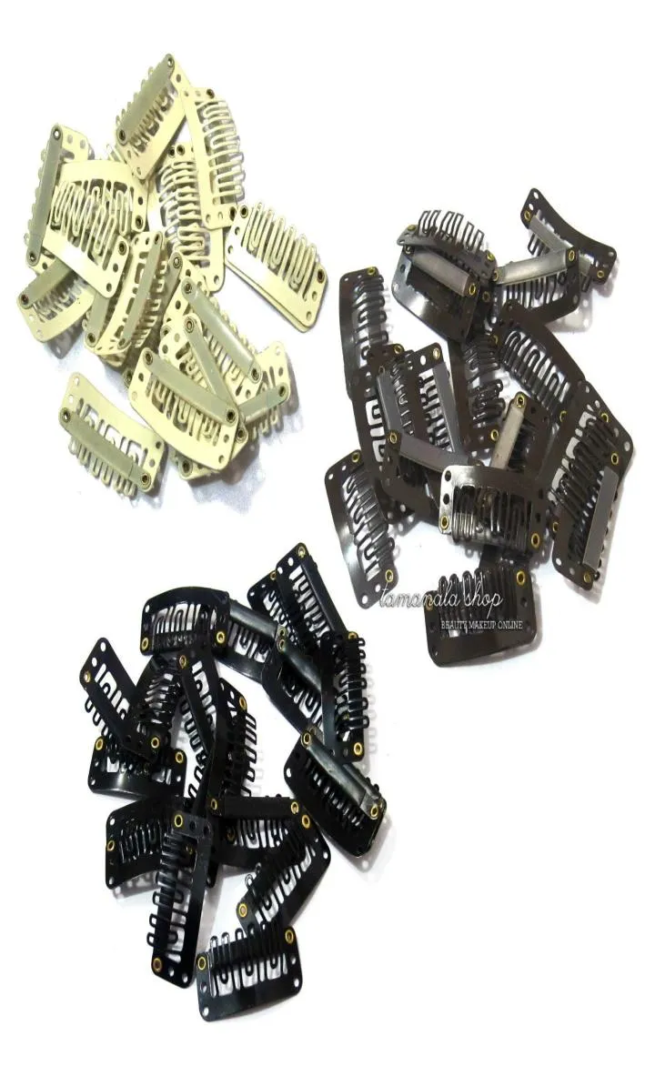 100pcs lot Blonde Brown Black U Shaped Snap Clips 32mm for Hair Extensions choose1395491