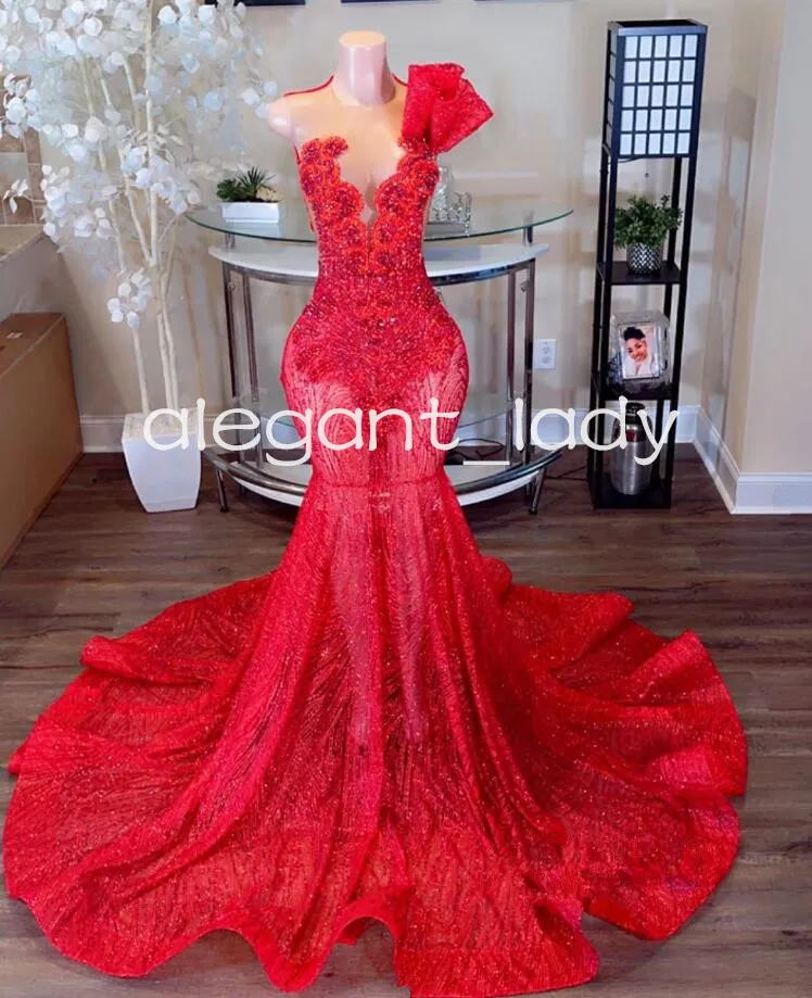 Red Luxury Long Trumpet Evening Formal Dresses for Women 2024 Sparkly Crystal Gillter Skirt Prom Gala Gowns vestidos de festa