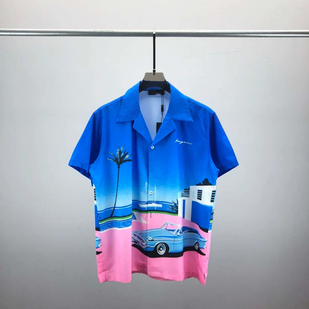 2024 Spring/Summer Shirt Mat Fashion Printed Shirt Casual Button Short Sleeve Hawaiian Shirt Set Sukienka Designerka Rozmiar M-3XL #014