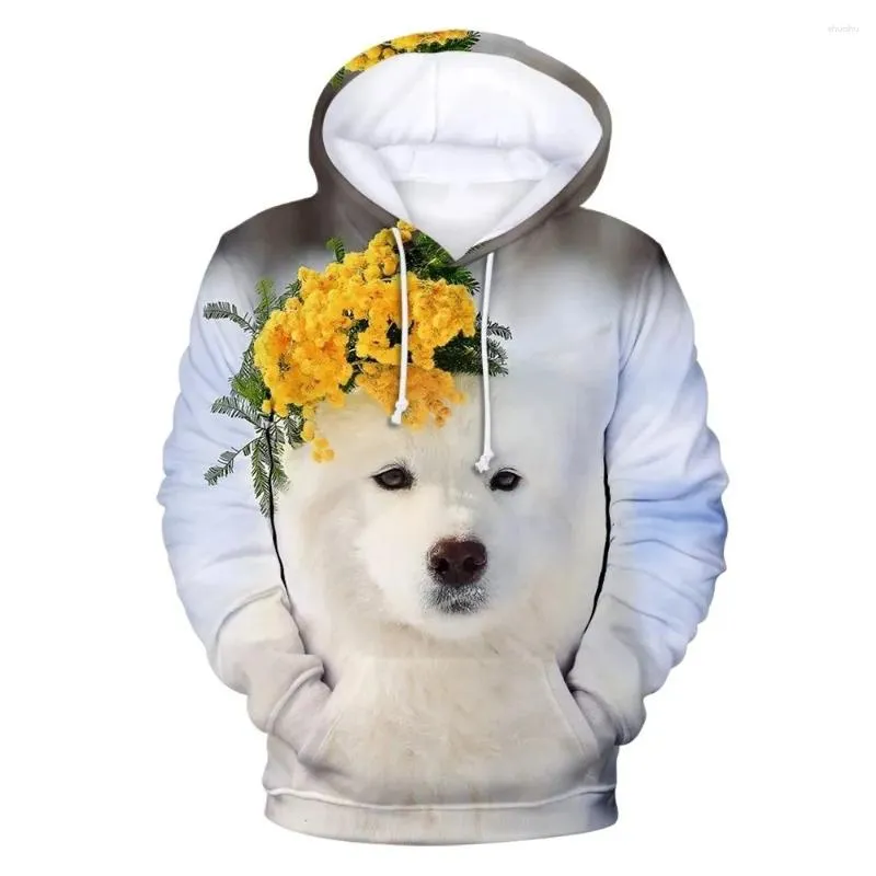 Kobiety z kapturem jesienne Samoye Dog Animal 3D Drukuj Kobiety moda swobodne bluzy nadmierne bluzy z kapturem pullover dreski ubrania