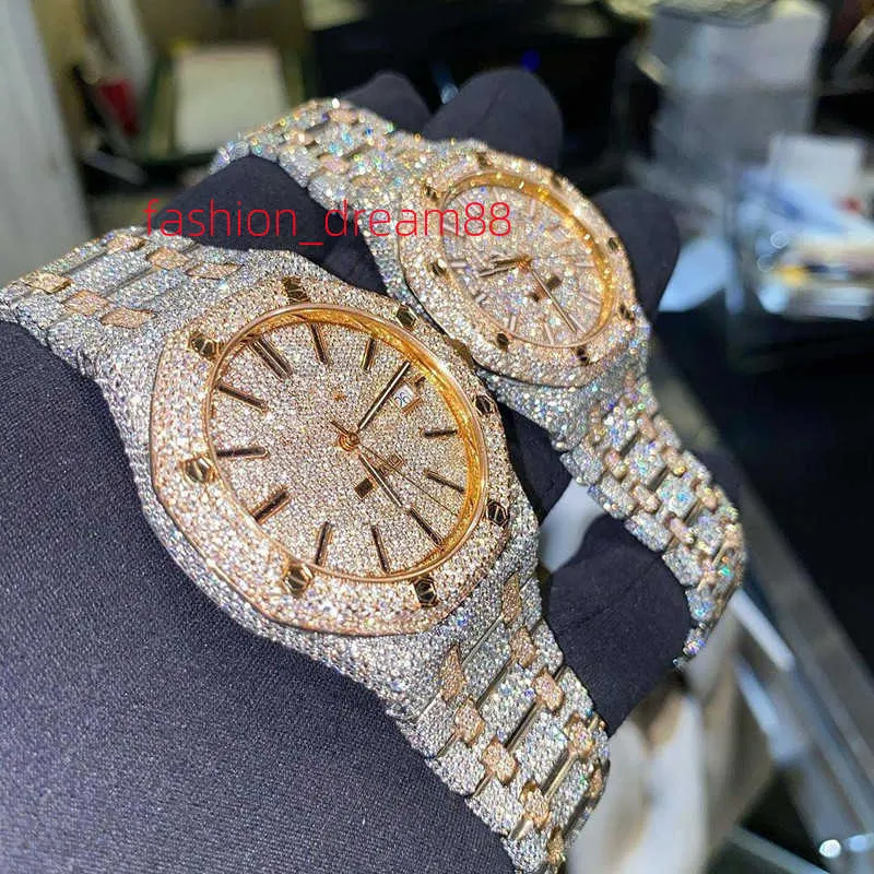 Montre de luxe pour hommes, mouvement, montre glacée, moissanite, montre-bracelet, mécanique, automatique, de styliste, haute qualité, diamant, 0049