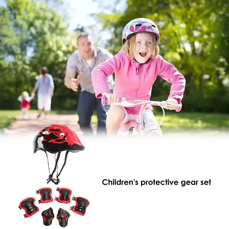 Çocuk diz pedleri ve dirsek pedleri koruyucular koruyucu dişli seti 7pcs/rulo patenleri için set güvenlik dişlisi bisiklet bisiklet kaykay sporları 240227