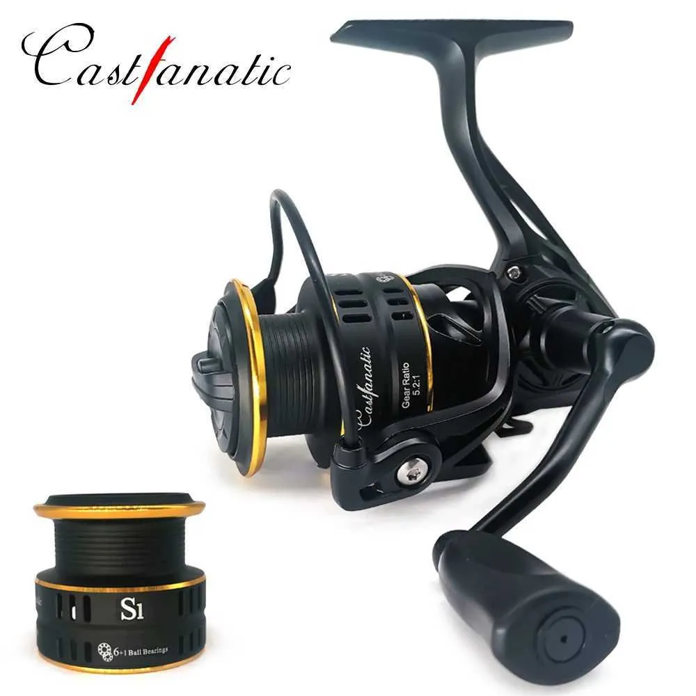 Canne da pesca per barche Castfanatic S1 Mulinelli da pesca spinning in acqua salata 6 + 1BB Bobine doppie 5.2 1 Mulinello da spinning ultraleggero per luccio spigola Ruota in metallo YQ240301