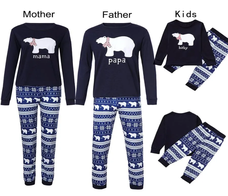 Bear Christmas Family Pyjamas Set Adult Kids Sleepwear Nightwear PJS Mother Father Kid Family Set Pest Party Clothing1827298