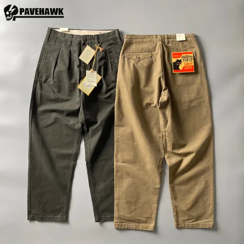 Pantaloni Pantaloni di cotone da uomo Solid Harajuku Pantaloni dritti affusolati Cargo Retro Casual Street Casual American Retro Tuta Pantaloni Gatto nero