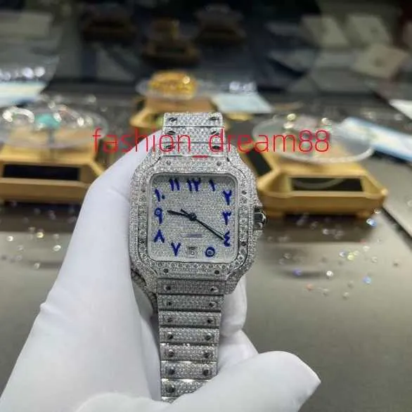 Индивидуальные часы с бриллиантами люксового бренда, гипсофила, кубик льда, двухцветное золото 18 карат, VVS, муассанит, бриллиант, арабские часы-скелетон